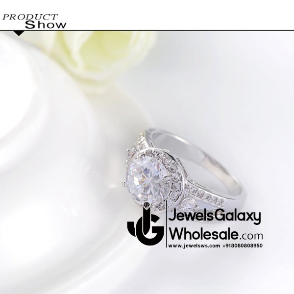 Platinum Plated American Diamond Fashion Ring