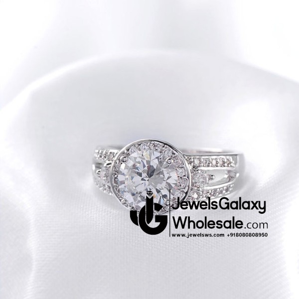 Platinum Plated American Diamond Fashion Ring