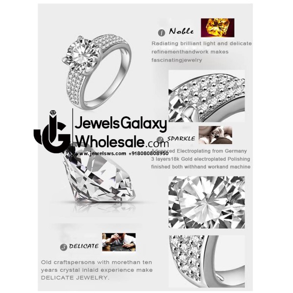 Platinum Plated American Diamond Fashion Ring