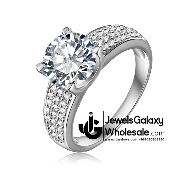 Platinum Plated American Diamond Fashion Ring