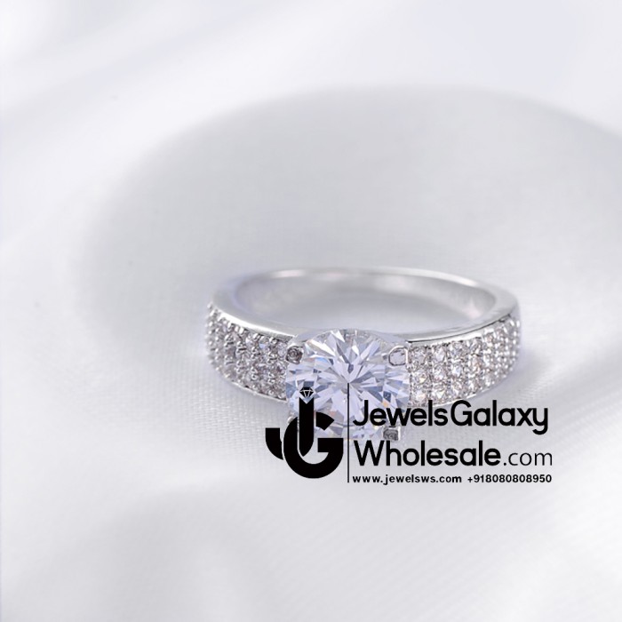 Platinum Plated American Diamond Fashion Ring