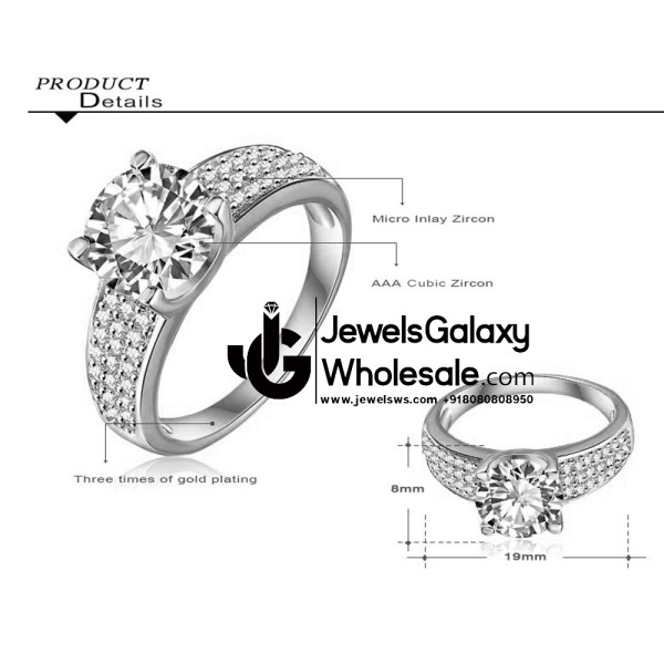 Platinum Plated American Diamond Fashion Ring