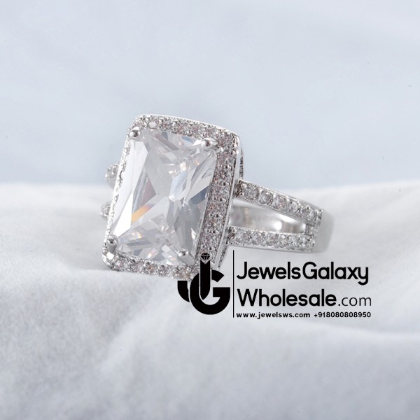 Platinum Plated American Diamond Fashion Ring