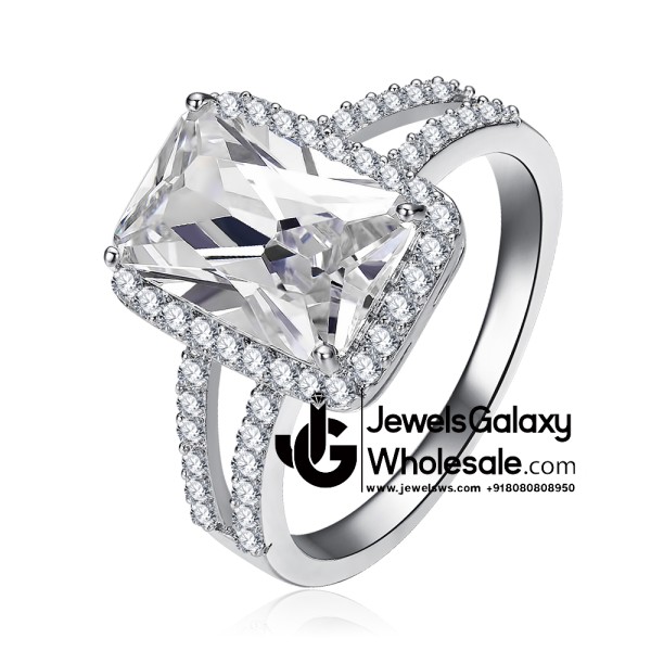 Platinum Plated American Diamond Fashion Ring