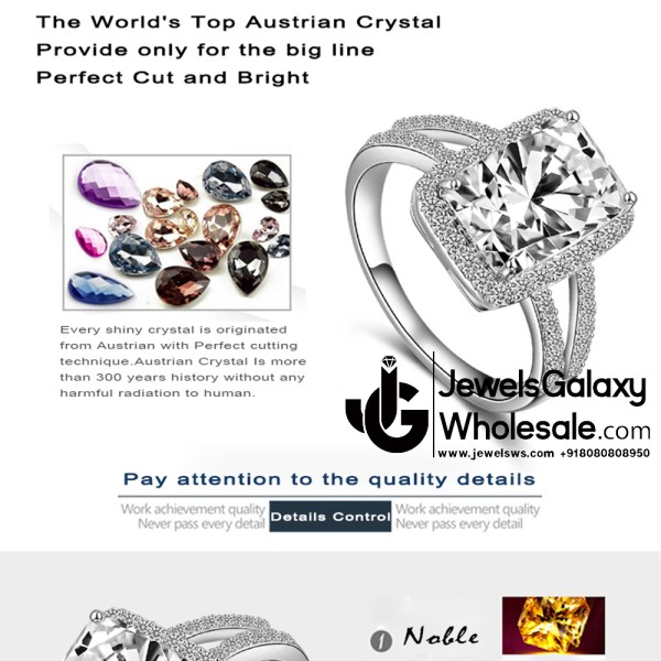 Platinum Plated American Diamond Fashion Ring