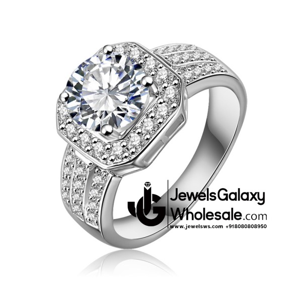 Platinum Plated American Diamond Fashion Ring