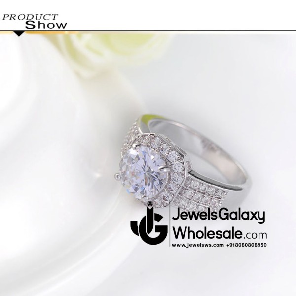 Platinum Plated American Diamond Fashion Ring