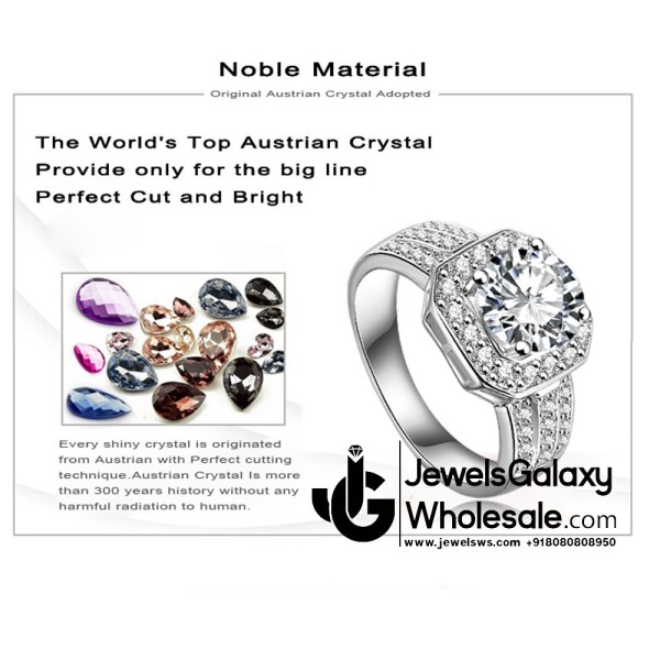 Platinum Plated American Diamond Fashion Ring