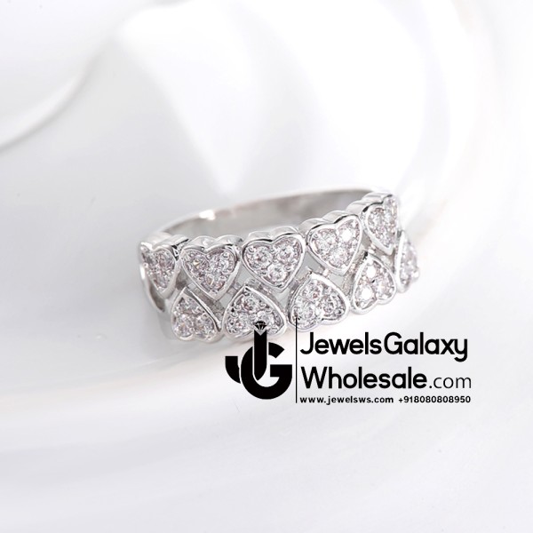 Platinum Plated American Diamond Fashion Ring