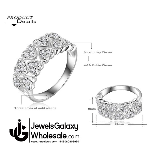 Platinum Plated American Diamond Fashion Ring