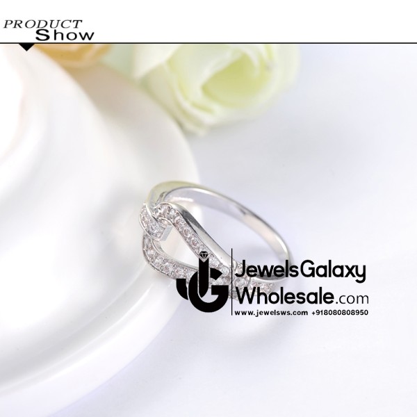 Platinum Plated American Diamond Fashion Ring