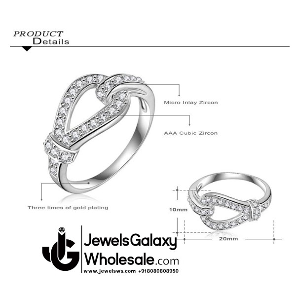 Platinum Plated American Diamond Fashion Ring