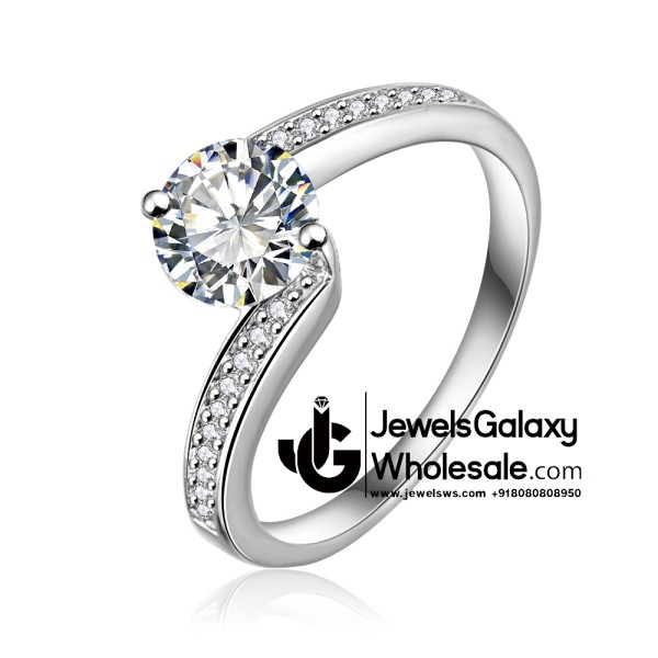 Platinum Plated American Diamond Fashion Ring