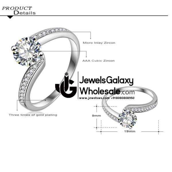 Platinum Plated American Diamond Fashion Ring