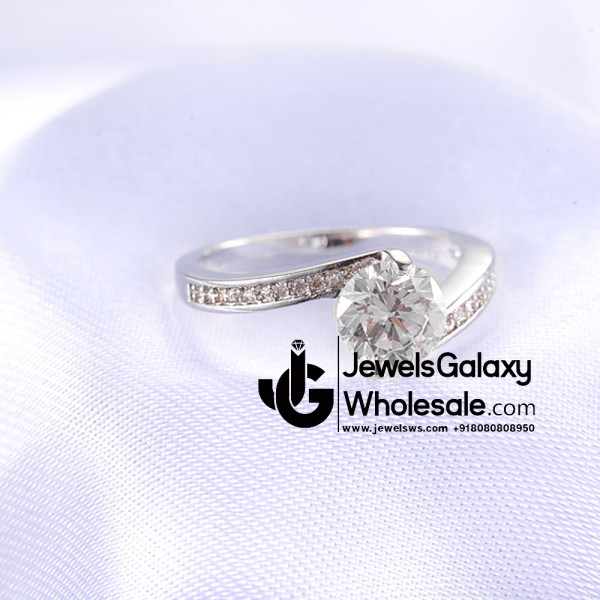 Platinum Plated American Diamond Fashion Ring