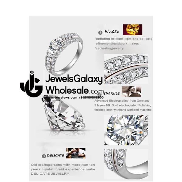 Platinum Plated American Diamond Fashion Ring