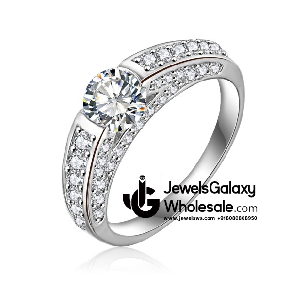 Platinum Plated American Diamond Fashion Ring