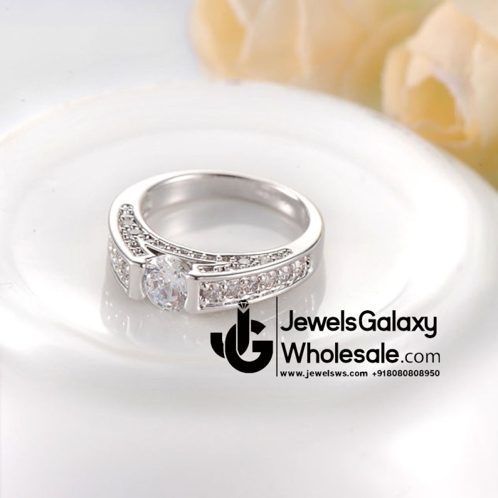 Platinum Plated American Diamond Fashion Ring