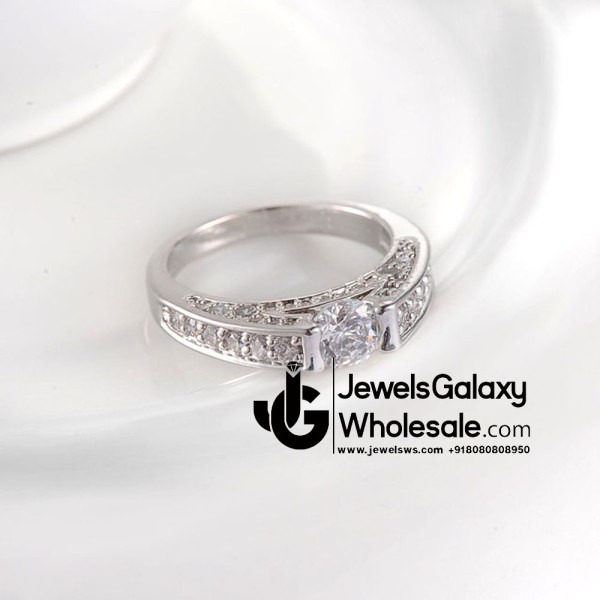 Platinum Plated American Diamond Fashion Ring