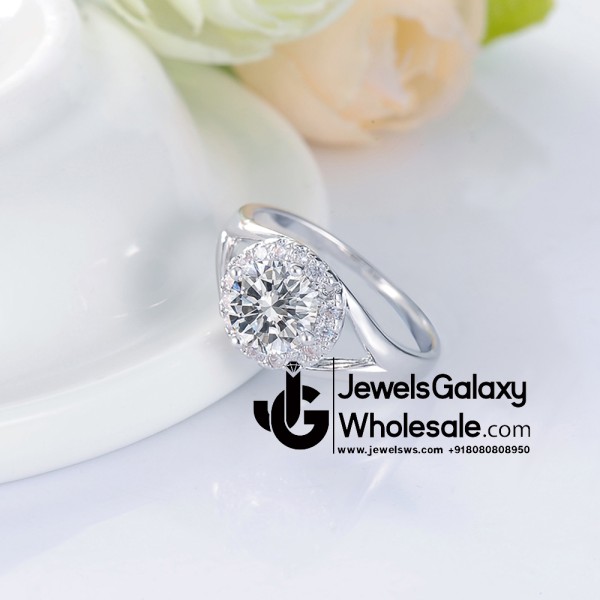 Platinum Plated American Diamond Fashion Ring