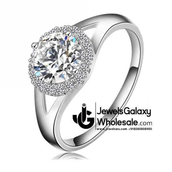 Platinum Plated American Diamond Fashion Ring