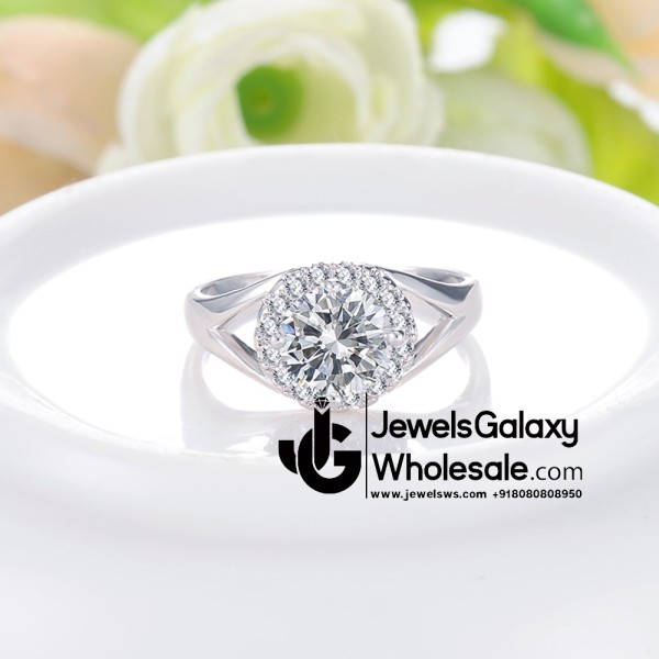 Platinum Plated American Diamond Fashion Ring