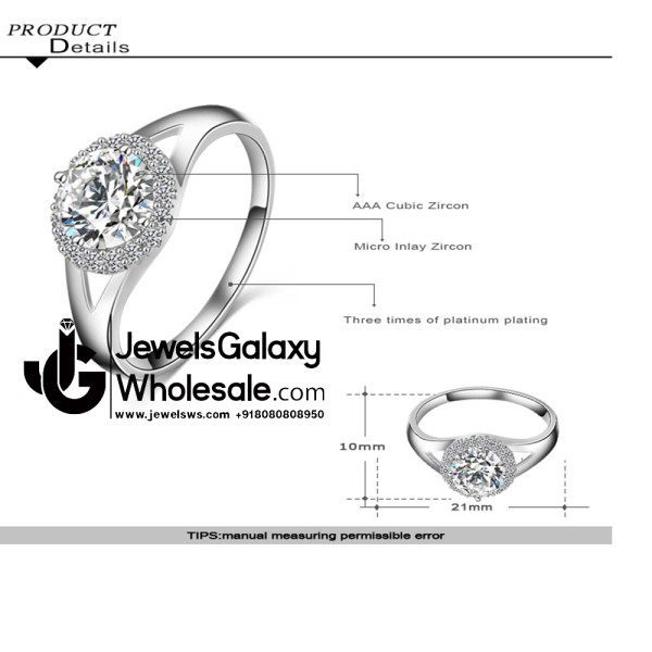 Platinum Plated American Diamond Fashion Ring