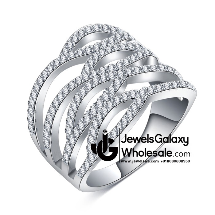 Platinum Plated American Diamond Fashion Ring