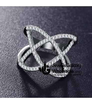 Platinum Plated American Diamond Fashion Ring