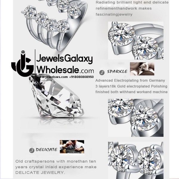 Platinum Plated American Diamond Free Size Fashion Ring