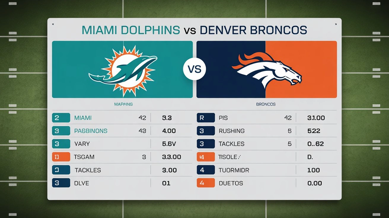 Miami Dolphins vs Denver Broncos Match Player Stats